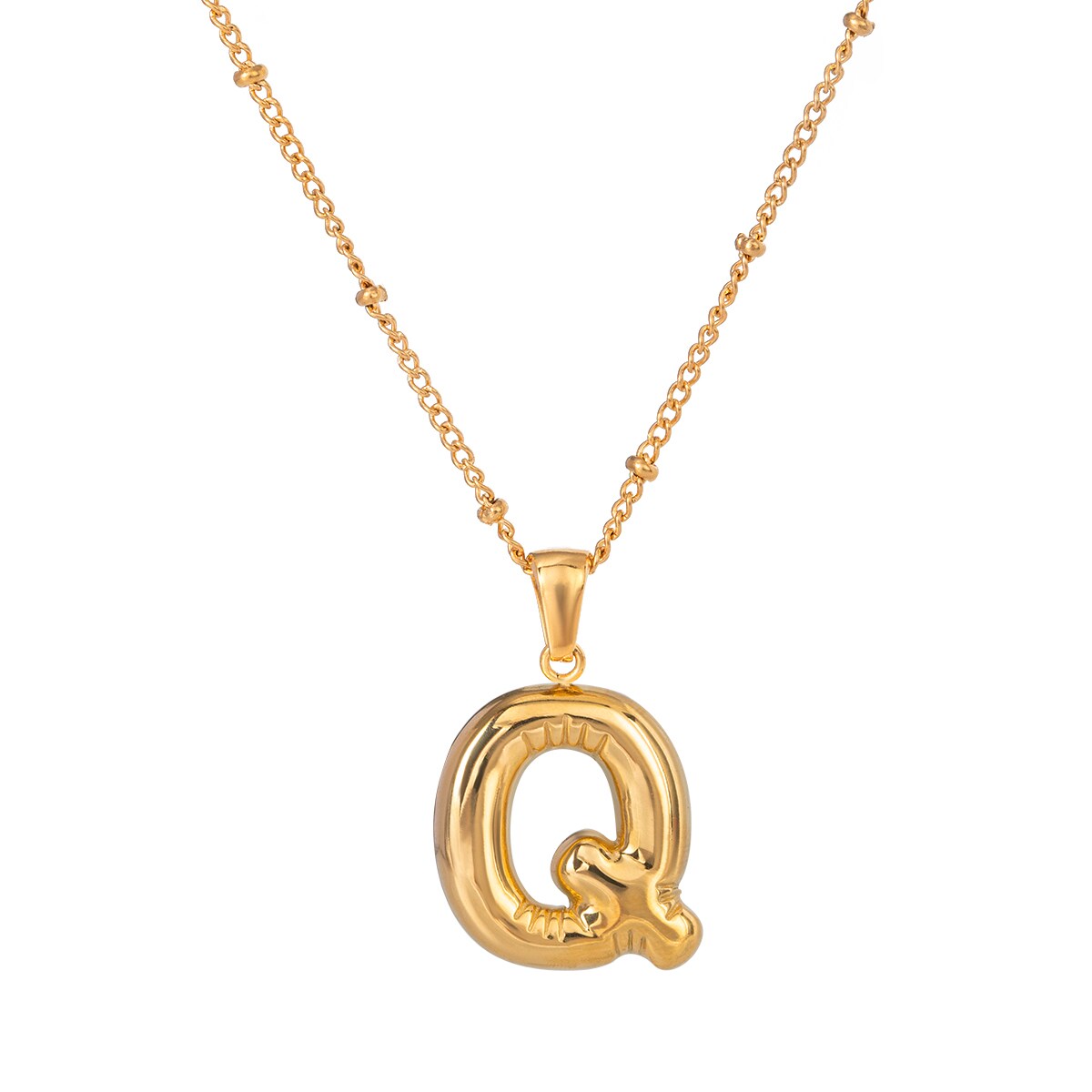 Gold color / 1 Piece Simple Casual Style Letter Q Shape Stainless Steel 18K Gold Plated Women's Pendant Necklace Picture4